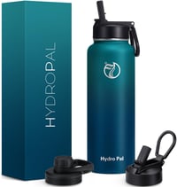 Sticlă Termos din Oțel Inoxidabil HydroPal 1,2 L, cu Pai și 2 Capace, Fără BPA, 24h rece/12h cald, Antiscurgere pentru Sport și Călătorii 1