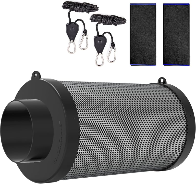 HYDROWE 6" Szénszűrő Grow Tent Szageltávolítás Inline Ventilátorhoz Előszűrővel