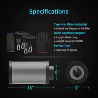 HYDROWE 6" Szénszűrő Grow Tent Szageltávolítás Inline Ventilátorhoz Előszűrővel 5