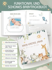 Hyggartn Babyalbum Első Életév Album Dzsungel Mintás Bébi Napló Mérföldkő Könyv Emlékalbum Születésre Ajándék Fiúknak és Lányoknak 3