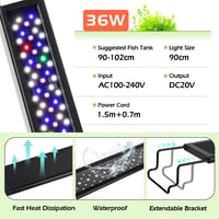 hygger 36 W teljes spektrumú akvárium LED világítás 9 színnel, 10 fényerőszinttel, 90-102 cm édesvízi akváriumhoz 6
