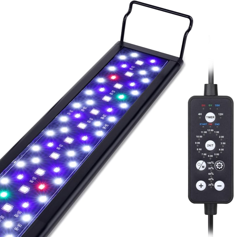 hygger 36 W teljes spektrumú akvárium LED világítás 9 színnel, 10 fényerőszinttel, 90-102 cm édesvízi akváriumhoz