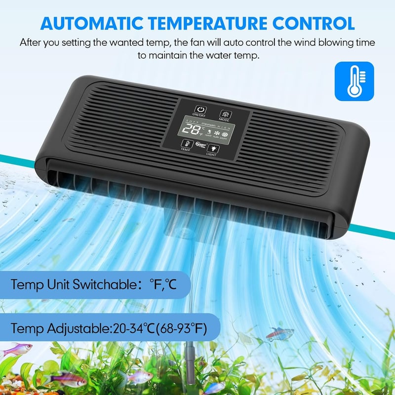 hygger Akváriumhűtő Intelligens Hőmérséklet Szabályozás Csendes Ventilátor - Black