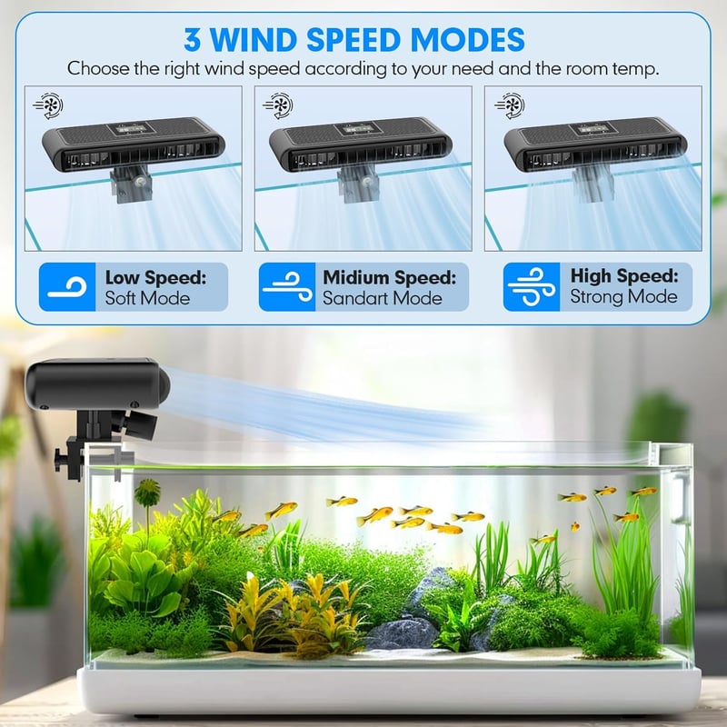 hygger Akváriumhűtő Intelligens Hőmérséklet Szabályozás Csendes Ventilátor - Black