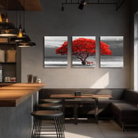 hyidecorart Piros fa mintás vászon fali kép 3 darabos modern lucky tree faldekor nappaliba hálószobába konyhába étkezőbe irodába 4