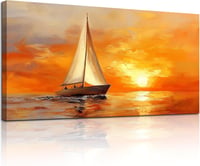 hyidecorart Vászonkép Napkelte Vitorlás 50x100 cm Nappali Hálószoba Dekoráció - 100L x 50B cm, sailboat at sunrise 1