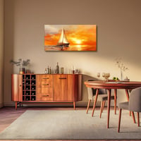 hyidecorart Vászonkép Napkelte Vitorlás 50x100 cm Nappali Hálószoba Dekoráció - 100L x 50B cm, sailboat at sunrise 3