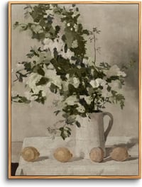 hyidecorart Vintage Vászon Fakeretes Fali Kép 30x40cm Virágos Citromos Csendélet 1