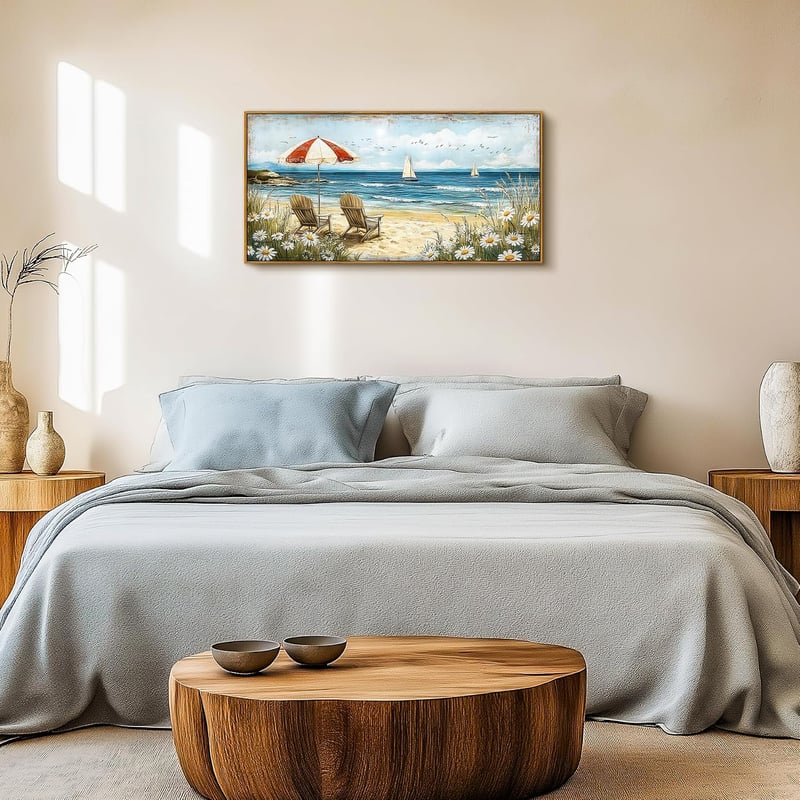 hyidecorart Virág Strand Vászonkép 50x100 cm Kerettel Nappali Hálószoba Dekoráció