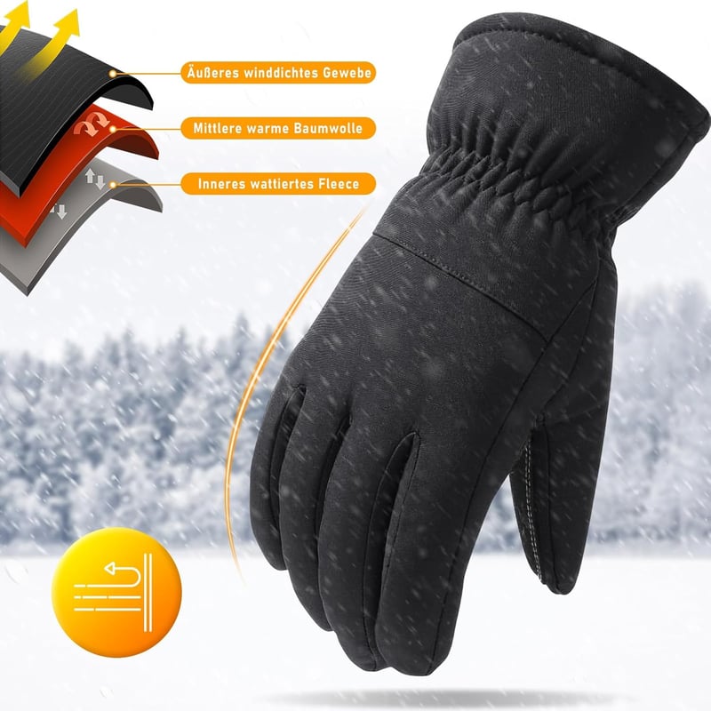 Hyinphon Thermal Téli Kesztyű Férfi Női Windproof Touchscreen Kerékpár Túrázás M-es
