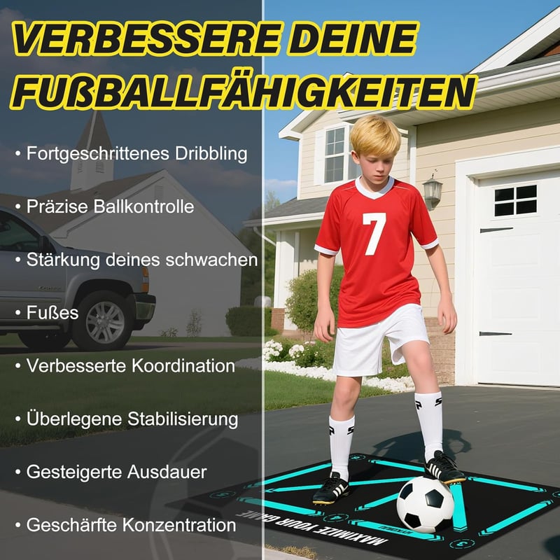 hykoiuu Futball Edzőszőnyeg 60x90cm Csúszásmentes Zokni Videóval