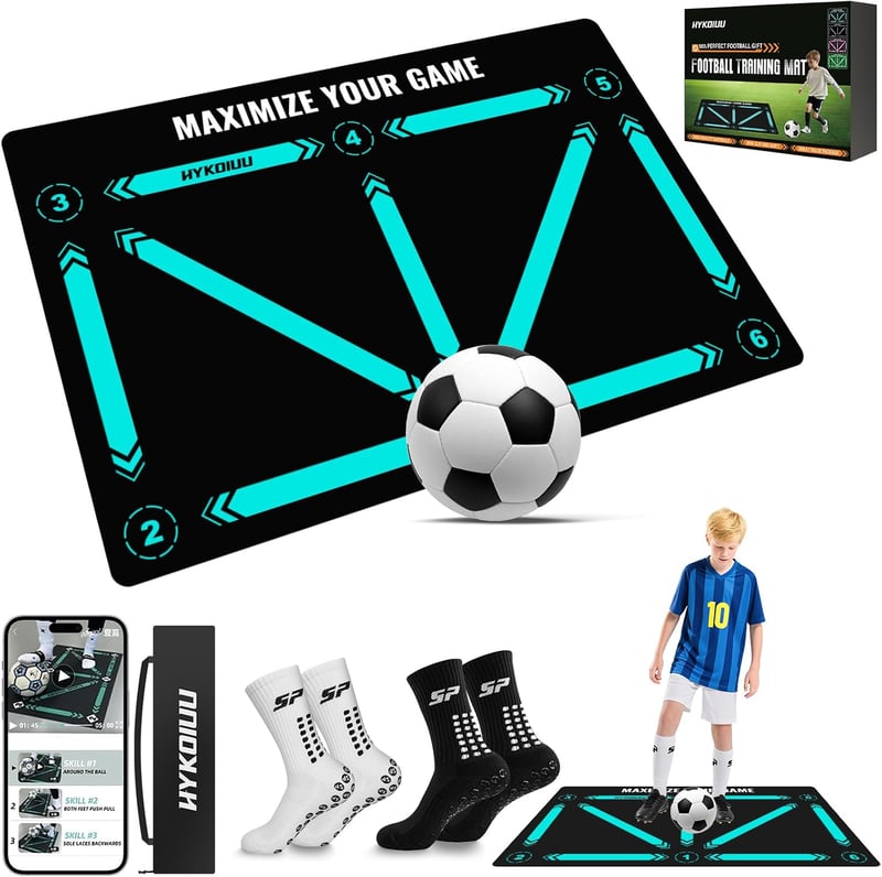 hykoiuu Futball Edzőszőnyeg 60x90cm Csúszásmentes Zokni Videóval