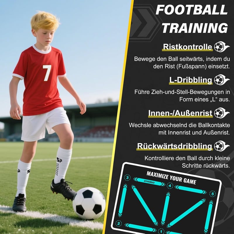 hykoiuu Futball Edzőszőnyeg 60x90cm Csúszásmentes Zokni Videóval
