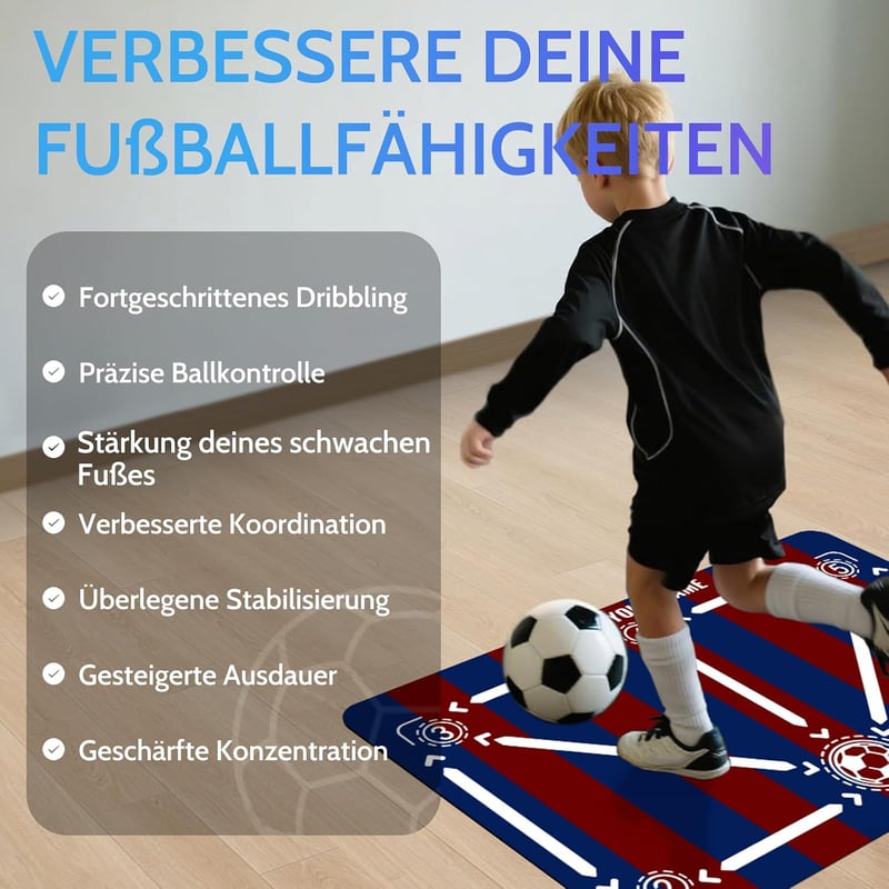hykoiuu Lábtenisz foci edzőszőnyeg gyerekeknek 90 x 60 cm csúszásmentes csendes labdavezetés ugrálós lépésgyakorlatokhoz