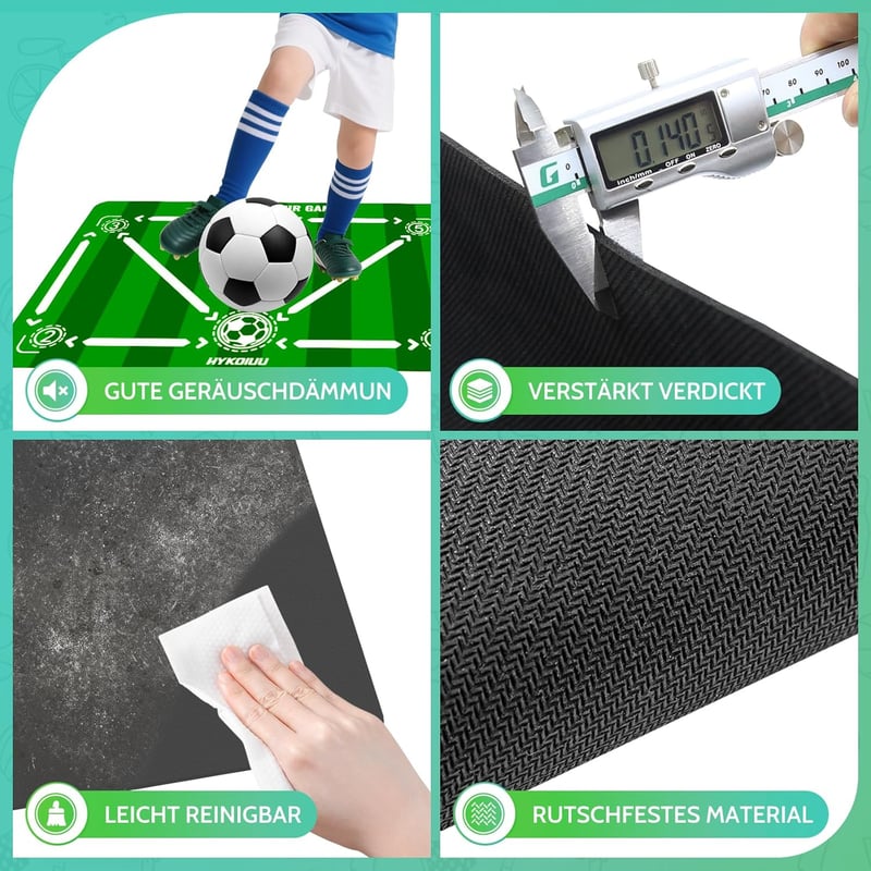 hykoiuu Zöld futball edzőszőnyeg 90x60 cm csúszásgátló csendes labdakezelő és lépésgyakorlat gyerekeknek
