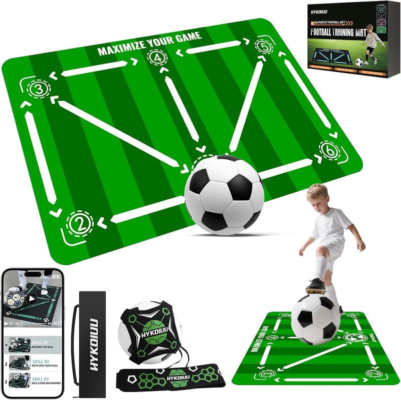 hykoiuu Zöld futball edzőszőnyeg 90x60 cm csúszásgátló csendes labdakezelő és lépésgyakorlat gyerekeknek