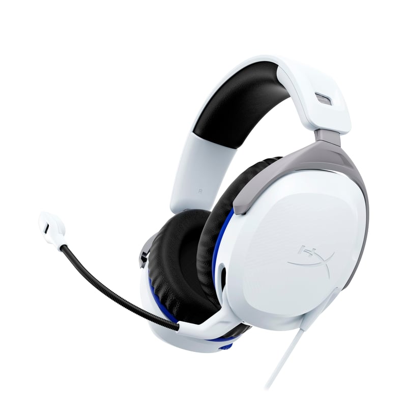 Herné káblové slúchadlá HyperX Cloud Stinger 2 pre PlayStation, biele, 50 mm meniče, pamäťová pena, otočný mikrofón, vstavané ovládanie hlasitosti