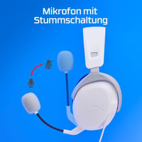 Herné káblové slúchadlá HyperX Cloud Stinger 2 pre PlayStation, biele, 50 mm meniče, pamäťová pena, otočný mikrofón, vstavané ovládanie hlasitosti 7