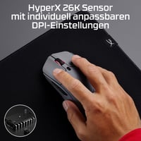 Bezdrôtová herná myš HyperX Pulsefire Haste 2 Pro 4K, 26000 DPI, RGB, 61 g, 90-hodinová výdrž batérie, USB-C, Bluetooth, sivá 9