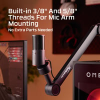 USB kondenzátorový mikrofón HyperX SoloCast 2, 24-bit/96 kHz, Plug and Play – čierny 7