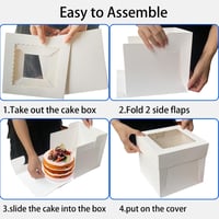 HYRYC Süteményes Doboz 2 db - 20x20x20 cm Ablakos Tortaszállító Kartondoboz Sütemények és Torták Biztonságos Szállításához, Könnyen Összeáll 6