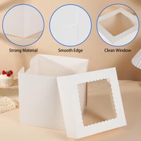 HYRYC Süteményes Doboz 2 db - 20x20x20 cm Ablakos Tortaszállító Kartondoboz Sütemények és Torták Biztonságos Szállításához, Könnyen Összeáll 4