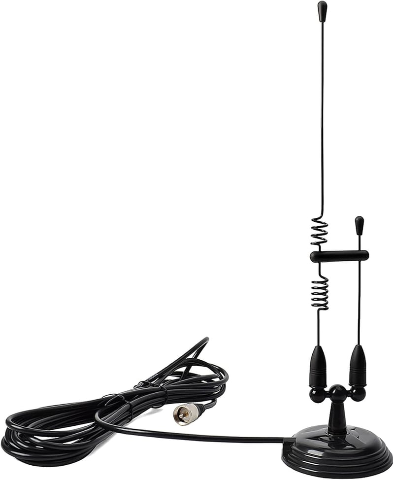 Antenă radio amator HYS VHF UHF cu bază magnetică puternică, 2 m și 70 cm, cablu coaxial RG58 de 4 m cu conector PL259