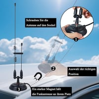 Antenă radio amator HYS VHF UHF cu bază magnetică puternică, 2 m și 70 cm, cablu coaxial RG58 de 4 m cu conector PL259 4