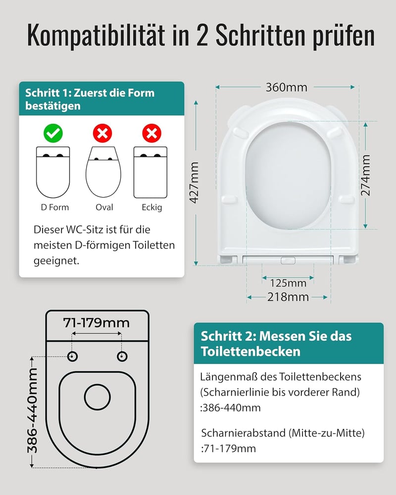 HySail WC ülőke puha záródással, higiénikus fogantyúval, gyors feloldással, fehér D alakú - D shape, White