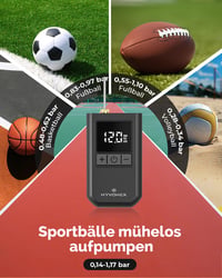 Elektrická pumpa na lopty HYVOHEX, prenosná digitálna pumpa s LCD displejom na futbalové, basketbalové a volejbalové lopty, s manometrom 2 – 17 PSI, čierna 2