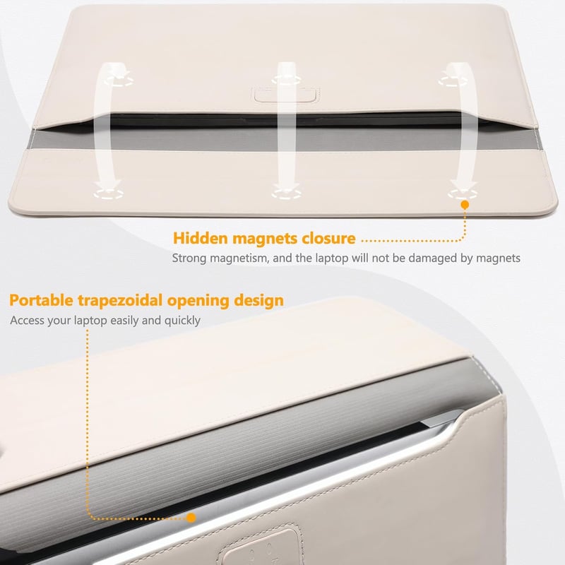 HYZUO 13-14 Colos Laptop Tok Állvánnyal MacBook Pro 14 M5/M4/M3/M2/M1 és Surface Laptop Kompatibilis Bézs - 13.3 - 14 inches, beige