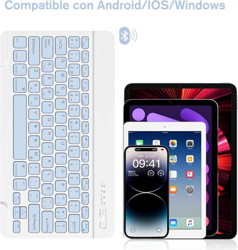 HZD Bluetooth Billentyűzet Égkék Vezeték Nélküli Wireless Keyboard