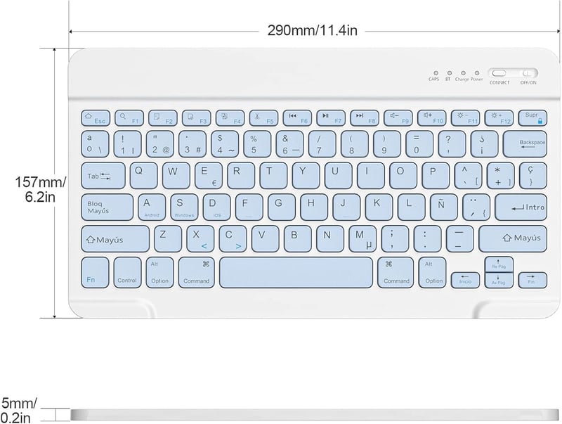 HZD Bluetooth Billentyűzet Égkék Vezeték Nélküli Wireless Keyboard