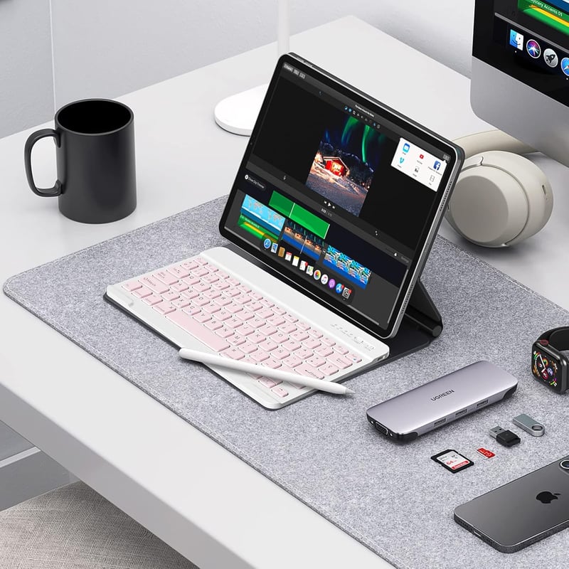 HZD Bluetooth Billentyűzet Spanyol Kiosztás Pink Vezeték Nélküli