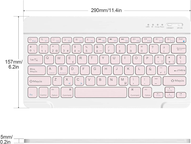 HZD Bluetooth Billentyűzet Spanyol Kiosztás Pink Vezeték Nélküli