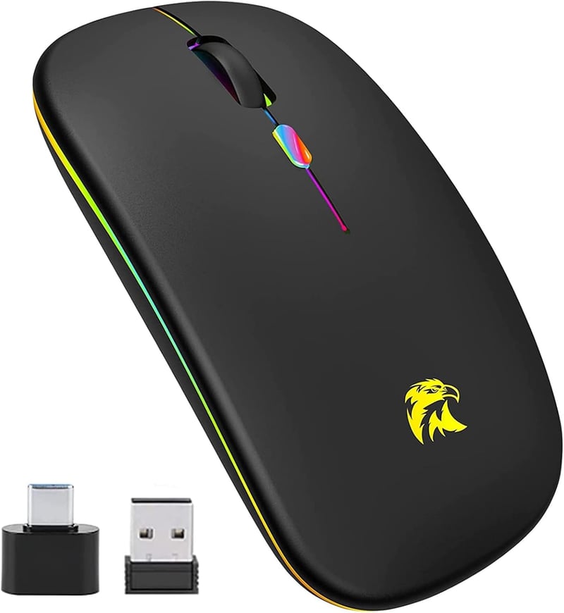 HZD Vezeték nélküli egér töltöttöl, fekete, ergonomikus
