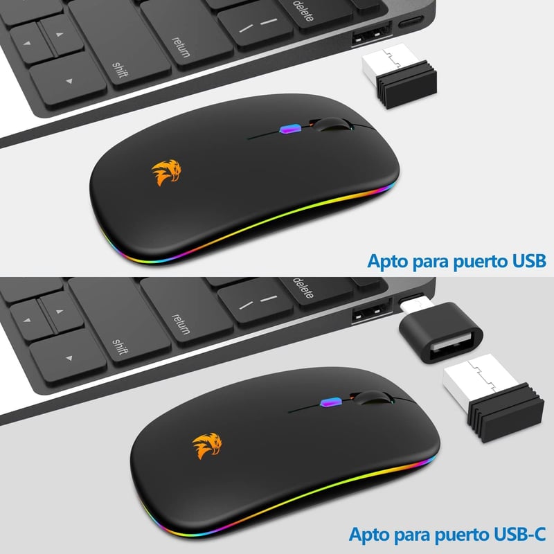 HZD Vezeték nélküli egér töltöttöl, fekete, ergonomikus