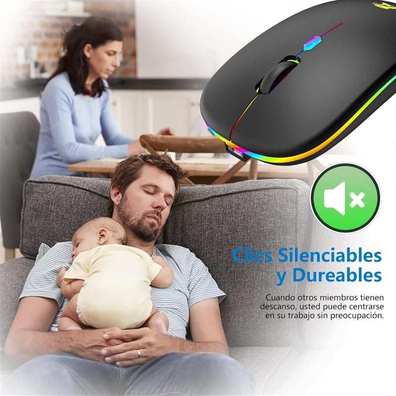 HZD Vezeték nélküli egér töltöttöl, fekete, ergonomikus