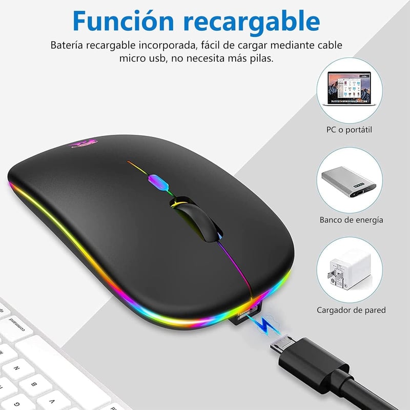HZD Vezeték nélküli egér töltöttöl, fekete, ergonomikus