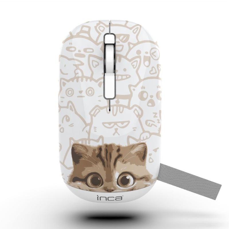 Mouse wireless İnca IWM-242K cu design de pisică, Bluetooth 5.4 + 2.4G, 800/1200/1600 DPI, mouse optic silențios pentru laptop, Mac, PC
