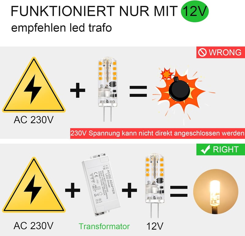 I-SHUNFA G4 LED Izzó 12V 1,6W - Meleg Fehér 2700K 180LM - Energiatakarékos Halogén Helyettesítő - 360° Szórás Páraelszívókhoz - 10db Csomag