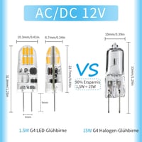 I-SHUNFA G4 LED Izzó 12V 4000K Természetes Fehér, 160 Lumen, 1,5W Halogén Kiváltó, Villogásmentes, Konyhai Páraelszívóhoz, Energiatakarékos  2