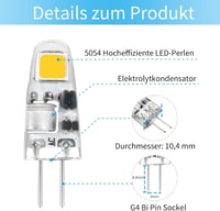I-SHUNFA G4 LED Izzó Csomag, 5db, Hideg Fehér 6000K, 12V, 0.5W, 90lm, Halogén Helyettesítő, Energiatakarékos, Villogásmentes 3