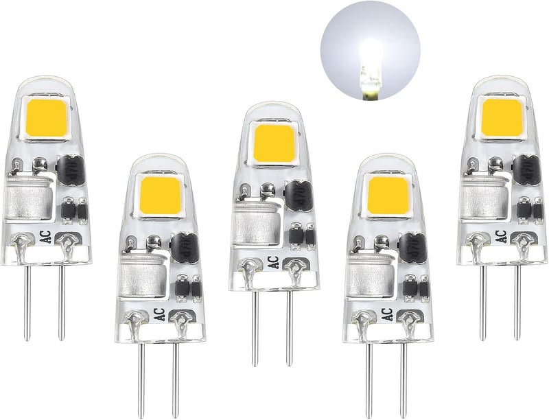 I-SHUNFA G4 LED Izzó Csomag, 5db, Hideg Fehér 6000K, 12V, 0.5W, 90lm, Halogén Helyettesítő, Energiatakarékos, Villogásmentes