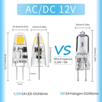 I-SHUNFA G4 LED Izzó Csomag, 5db, Hideg Fehér 6000K, 12V, 0.5W, 90lm, Halogén Helyettesítő, Energiatakarékos, Villogásmentes 2