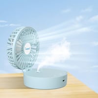 I-SHUNFA Hordozható Ventilátor Párásítóval, Akkumulátoros Mini Ventilátor Utazáshoz - Blue (Coloured Lights) 1