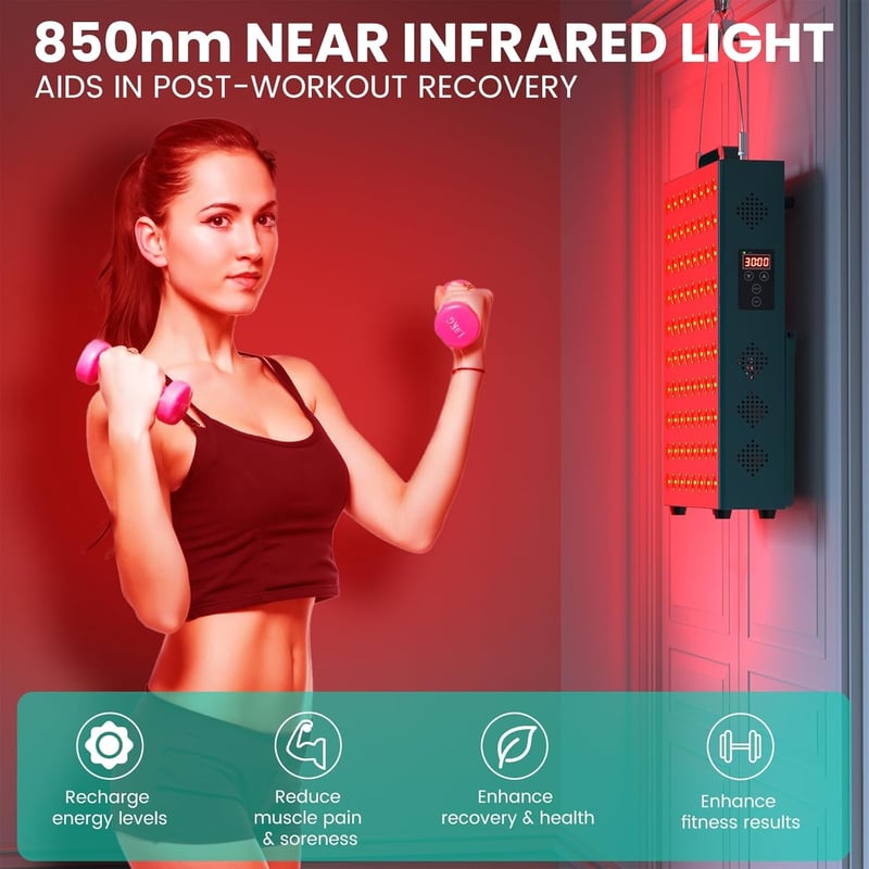 I-THERA-U Vörös Fényterápiás Lámpa 400W - 660nm és 850nm Infravörös Terápiás Készülék 80 LED-del Fájdalomcsillapításra és Fogyáshoz