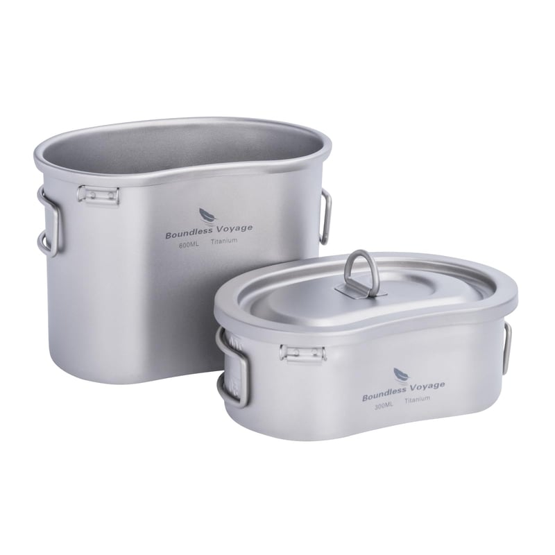 iBasingo Ti2046C set za kuhanje od titana za kampiranje - 300 ml + 600 ml