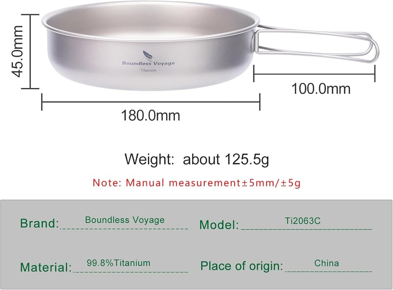iBasingo Titan 18cm Összecsukható Kemping Serpenyő Ultralight Outdoor Főzőkészlet
