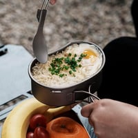 iBasingo Titán Kemping Főzőkészlet 600ml Edény 300ml Pohár Összecsukható Fogantyú 8